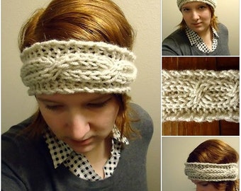 Knitted headband pattern - chunky cable headband - pdf - beginner headband pattern - simple cable headband - knit pattern - diy headband