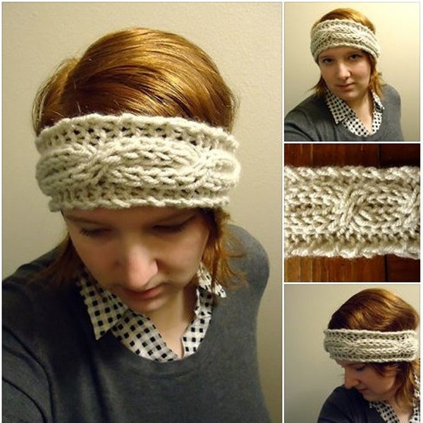 Knitted headband pattern - chunky cable headband - pdf - beginner headband pattern - simple cable headband - knit pattern - diy headband