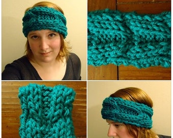 Chunky Knit Headband pattern - horseshoe cables - chunky yarn - instant download - beginner cable pattern - easy headband