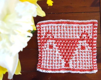 Knit fox dishcloth pattern - hotpad pattern - knit fox - knit hotpad - beginner knitting pattern - fox blanket square - knit blanket -mosaic