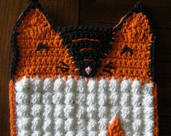 Kitty Hotpad - PDF pattern, textured, dishcloth, gift, instant download, cat dishcloth