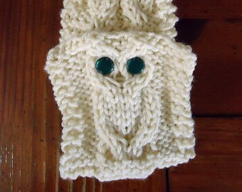 Owl cable headband, ear warmer, beginner- PDF, written & charted tutorial