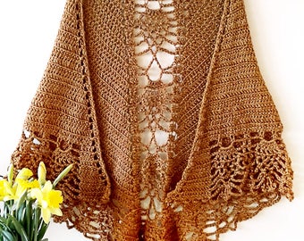 Crochet Shawl Pattern, autumn shawl, pineapple shawl pattern, crochet wrap, wedding shawl, crochet triangle shawl, prayer shawl pattern