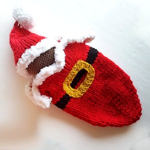 Santa Cocoon Pattern, Christmas photo prop, holiday swaddle, knit baby cocoon, santa hat, santa photo prop, santa outfit, baby santa cocoon
