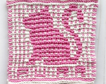 Knit cat dishcloth pattern, nursery gift knitting, knit hostess gift, knit pattern, cat baby blanket square pattern, cat knit, meow square