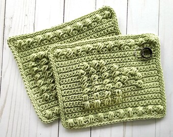 Crochet dishcloth pattern, mr & mrs hotpads, wedding crochet gift, married crochet gift, married kitchen decor, beginner crochet pattern