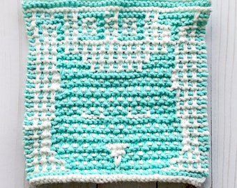 Knit owl dishcloth pattern, nursery gift knitting, knit hostess gift, knit pattern, owl baby blanket square pattern, owl knit, hoot square