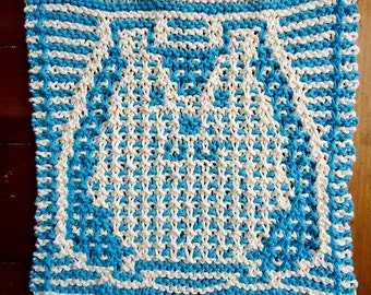 Knit Dishcloth pattern - knit hotpad - washcloth pattern - beginner knitting pattern - blanket square - mosaic knitting - hedgehog dishcloth