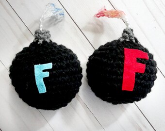 Patrón de bomba F, patrón de bomba f de ganchillo, bomba maldita, bola de estrés de bomba f, regalo de ganchillo, regalo de compañero de trabajo, regalo de novedad, patrón de bomba eff