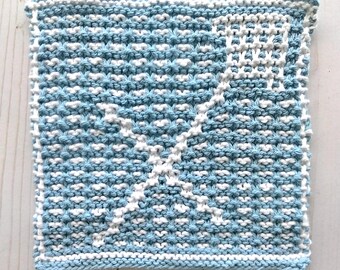 Knit Sagittarius dishcloth pattern, Sagittarius zodiac knit, knit birthday gift, winter knit pattern, xmas washcloth pattern, star sign gift