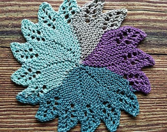 Knit dishcloth pattern, hotpad pattern, round dishcloth, easy knit washcloth, knitting pattern, washcloth, knit potholder, knit doily