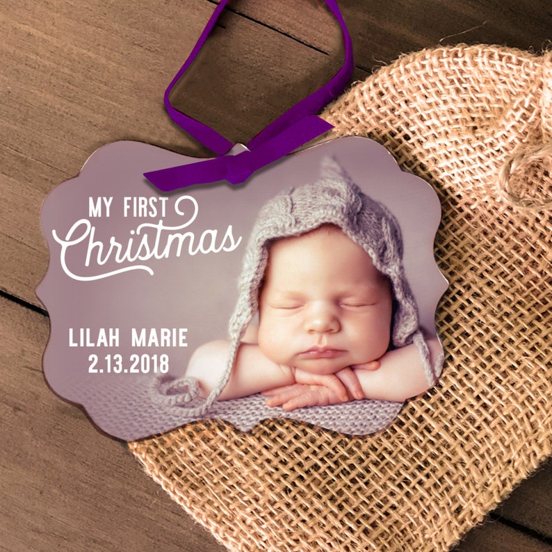 Baby's first christmas photo ornament personalized photo Etsy