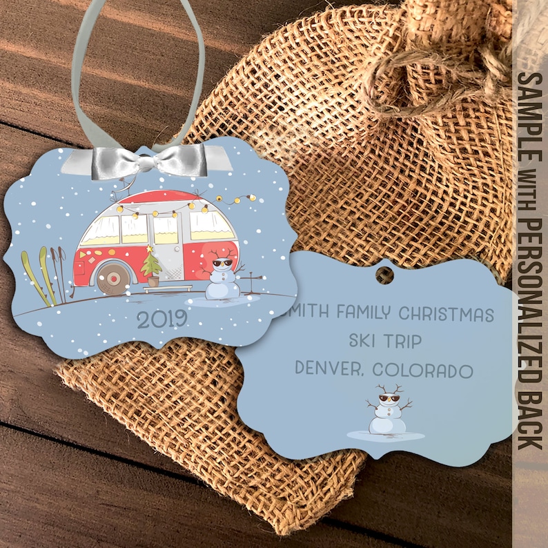 Personalized family Christmas ornament christmas vacation ornament gift mbo-065 destination ornament holiday ski trip ornament