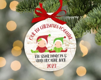 Baby's first Christmas ornament personalized for the whole family - rustic baby's first christmas ornament personalized ornament MRA-001