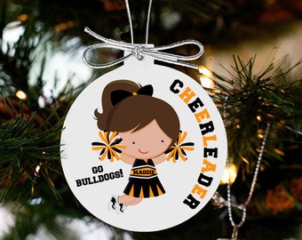 Cheerleader ornament - personalized custom cheer ornament CCO