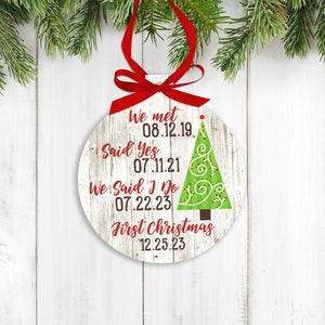 our first Christmas dates ornament newlywed dates first christmas ornament important dates ornament Personalized MRA-019
