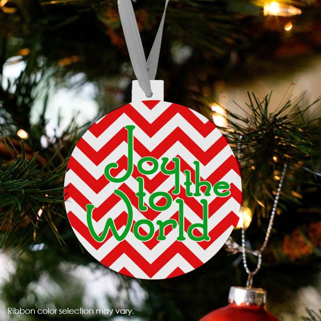 Christmas Ornament Joy to the World Chevron Holiday Ornament - Etsy
