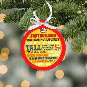 dad christmas ornament super dad - superhero dad christmas gift christmas ornament SDCO