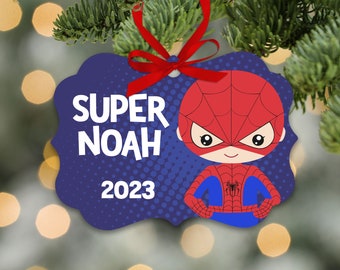 superhero ornament | boy's superhero ornament | spider costume boy ornament | pick your super character | annual boys ornament MBO-037