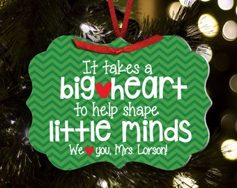 Personalized teacher ornament teacher christmas gift personalized big heart little minds ornament TROBHLM1