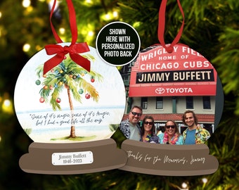 some of it's magic jimmy buffett memorial snowglobe ornament with optional personalized back message and photo ornament gifts SGLOBE-005