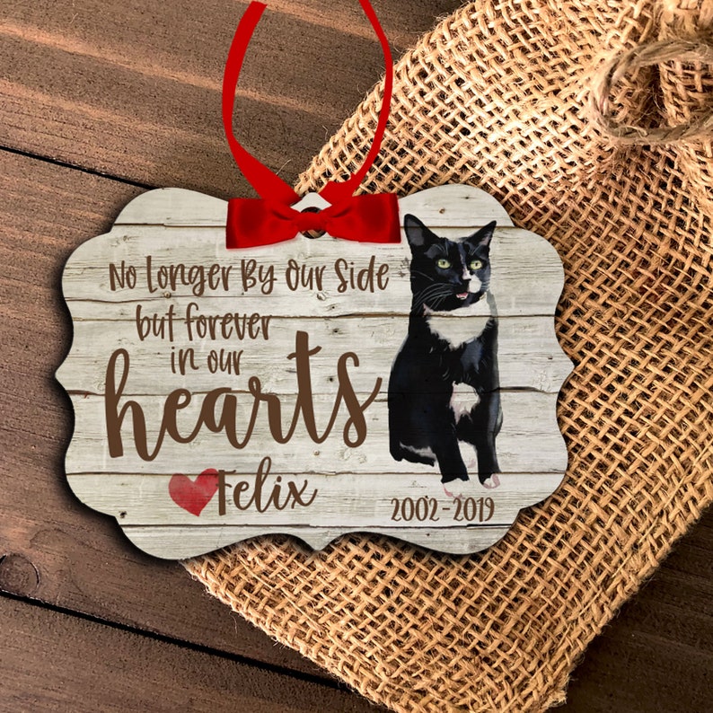 Pet Memorial Christmas Ornament Forever in Our Hearts Cat Etsy