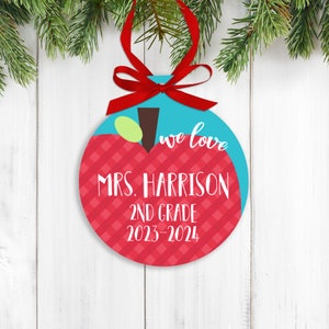 Personalized teacher ornament | christmas teacher gift | cute apple teacher ornament teacher christmas gift personalized MRA-016