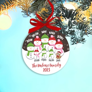 Personalized family ornament - annual family ornament large family personalized  names snowman large family personalized ornament MRA-003
