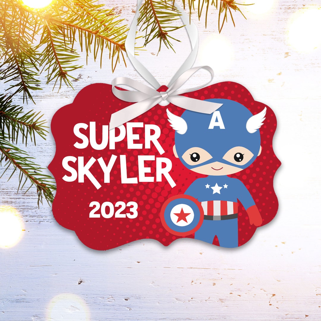 Superhero Ornament | Boy's Superhero Ornament | Captain Costume Boy Ornament | Pick Your Super ...