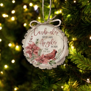 in memory ornament cardinals appear when angels are near wood ornament keepsake remembrance personalized rustic cut wood ornament MWO22-044