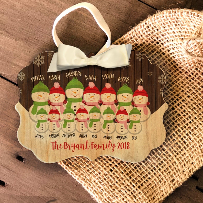 Large Family Personalized Ornament Snowman Family Ornament Etsy