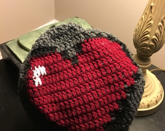 8-Bit Heart Beanie - Handmade Pixel Art Hat, Gamer Aesthetic, Retro Gaming Winter Hat