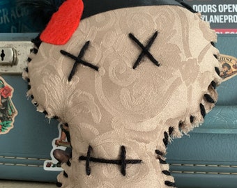 Roaring 20’s Skull Plush, Voodoo Doll, Goth Doll, Horror Doll, Damn Doll