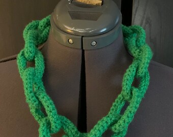 Green Crochet Chain Necklace, Green Necklace, Crochet Necklace, Chain Necklace, Canada