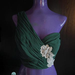 Green Crop Top - Boho Chic Handmade Top, Cottagecore Aesthetic, Festival Fashion