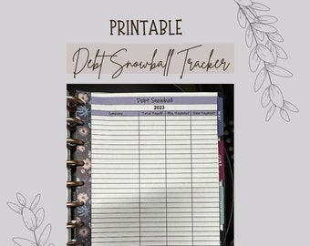Debt Snowball Tracker PRINTABLE for Classic Happy Planner for 2020