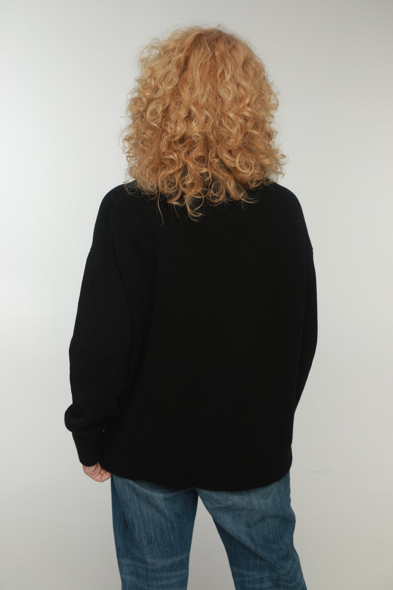Luxury 100% Cashmere Women's Turtleneck sweater in Black Color, oversize, soft, Light, trend 2023, Elegant, Unique Hand Minimal Knitted zdjęcie 6