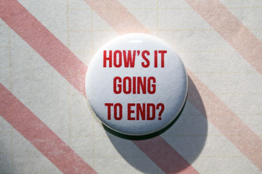 How's It Going To End Truman Show- One Inch Pinback Button Magnet