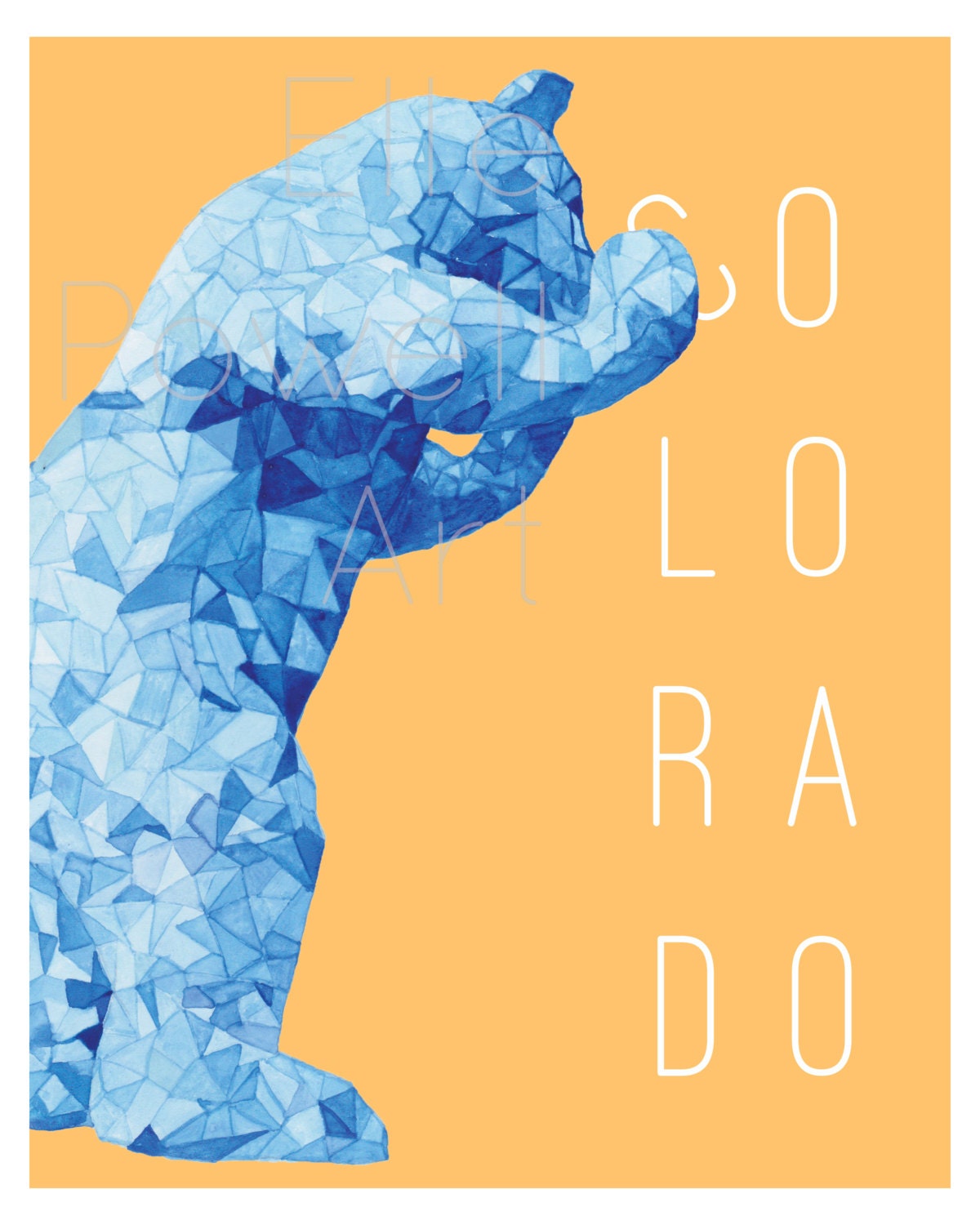 Denver Colorado Art Print Blue Bear Gift Etsy