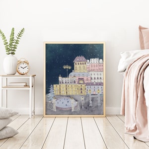 Paris Winter Cute Illustrated Art Print
