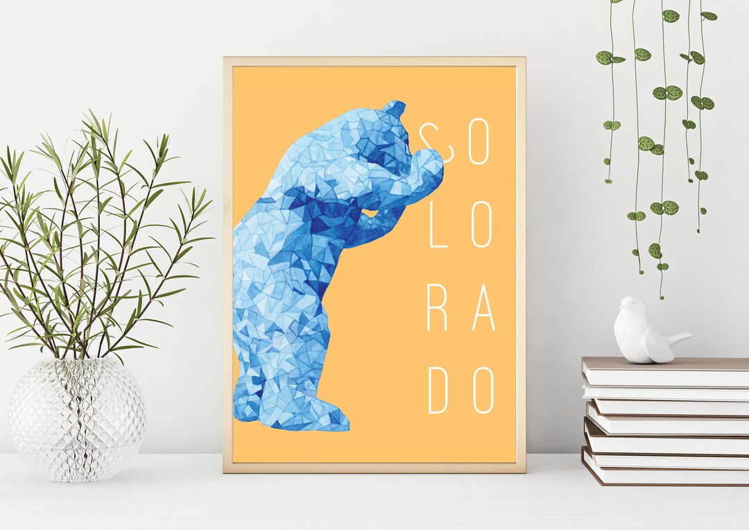 Denver Colorado Art Print Blue Bear Gift Etsy