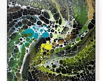 Black and Green Spiral Painting