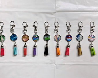 Fluid Art Keychain Clips ~ Unique Mini Pieces Of Art!