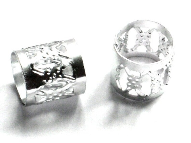 10 X Dreadlock Silver Hair Cuffs Bead Tube Dreads Braids Etsy