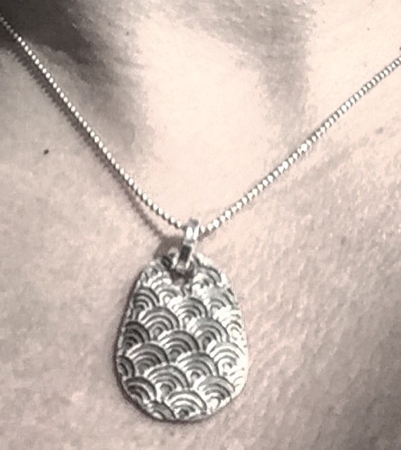 Handmade silver necklace with traditional Japanese pattern Etsy