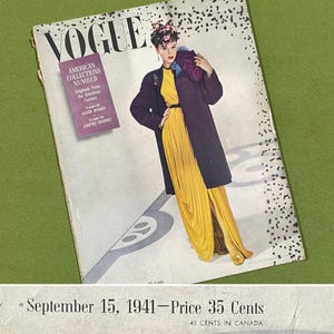 Vogue magazine, September 15, 1941, 134 pages complete, fashion, advertisements, society, Vogue patterns, War Years