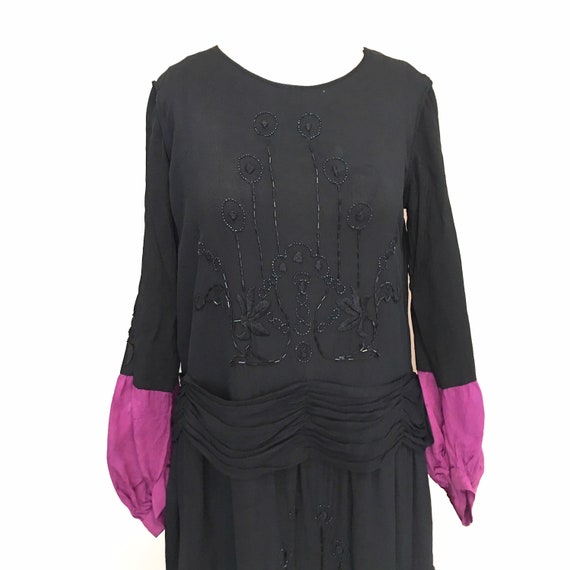 1920’s beaded column dress with overskirt and tass