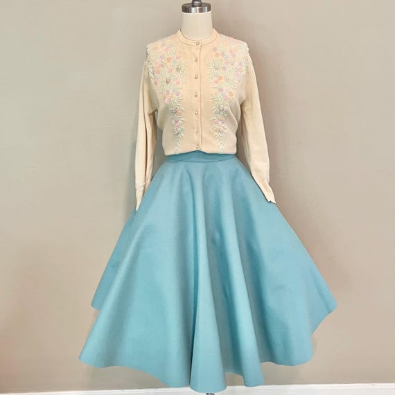 1950s circle skirt, wool felt poodle skirt, authentic… Gem