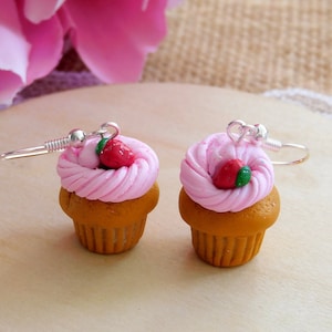 Strawberry cupcake gourmet earrings