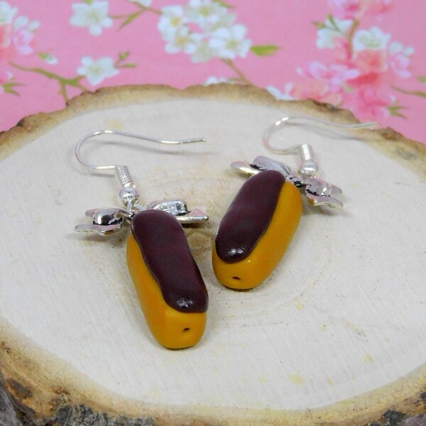 Boucles d'oreilles gourmandes éclairs au chocolat